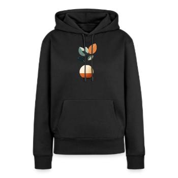 Minimalistische Blumen - Frauen Premium Bio Hoodie - Schwarz - Vorne - Julia (174cm)