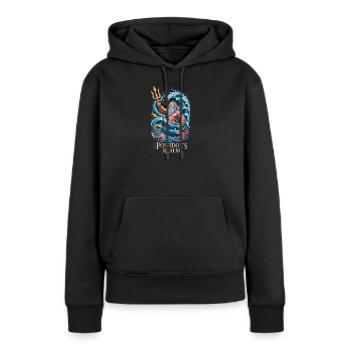  Poseidon's Realm Griechischer Meeresgott Poseidon - Frauen Premium Bio Hoodie - Schwarz - Vorne - Julia (174cm)