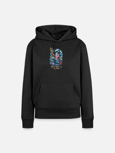 Poseidon's Realm Griechischer Meeresgott Poseidon - Frauen Premium Bio Hoodie - Schwarz
