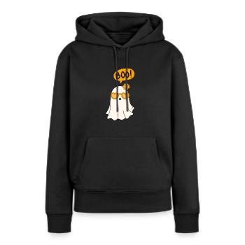 Halloween-Geister-Buh - Frauen Premium Bio Hoodie - Schwarz - Vorne - Julia (174cm)