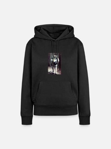 Wolf | Raubtier | Hund | Mystisch - Frauen Premium Bio Hoodie - Schwarz