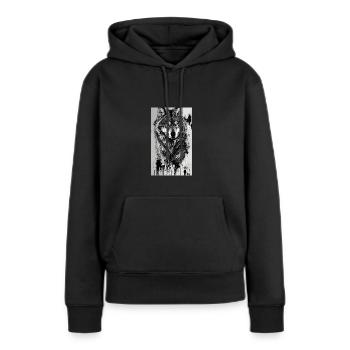 Wolf | Raubtier | Hund | Mystisch - Frauen Premium Bio Hoodie - Schwarz - Vorne - Julia (174cm)