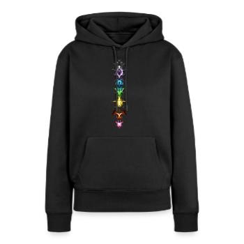 Chakras, Spiritual, Buddhism, Symbol, Yoga, Energy - Sweat à capuche Premium bio Femme - noir - Devant - Julia (174cm)