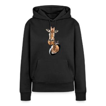 La girafe et les suricates - Sweat à capuche Premium bio Femme - noir - Devant - Julia (174cm)