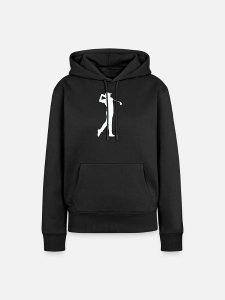 Golfer Silhouette im Schwung - Frauen Premium Bio Hoodie - Schwarz