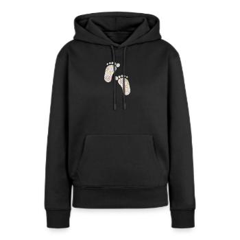 pieds - Sweat à capuche Premium bio Femme - noir - Devant - Julia (174cm)