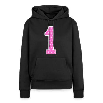 Zahl 1 - Frauen Premium Bio Hoodie - Schwarz - Vorne - Julia (174cm)