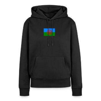 Roma-Flagge 720x480 1 - Frauen Premium Bio Hoodie - Schwarz - Vorne - Julia (174cm)