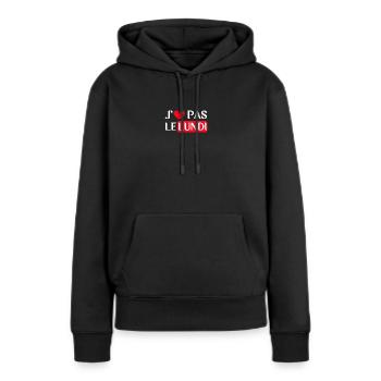 J'e n'aime pas le lundi - Version blanche - Sweat à capuche Premium bio Femme - noir - Devant - Julia (174cm)