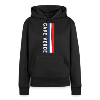 kap verde Landesfarbe in Streifen - Frauen Premium Bio Hoodie - Schwarz - Vorne - Julia (174cm)