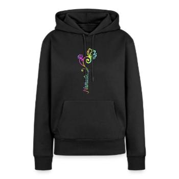 Namasté - Sweat à capuche Premium bio Femme - noir - Devant - Julia (174cm)