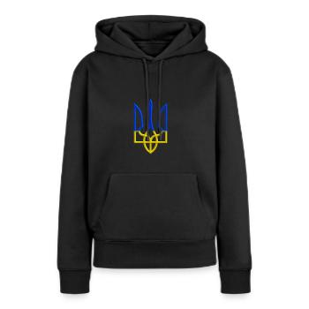 Symbole des armoiries de l’Ukraine Gerfalcon Trident Trident Trident - Sweat à capuche Premium bio Femme - noir - Devant - Julia (174cm)