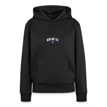 Drapeau du Kosovo Drapeau Jersey Cadeau Kosovar - Sweat à capuche Premium bio Femme - noir - Devant - Julia (174cm)