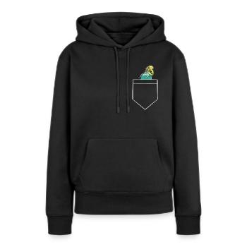 Conception de poche poitrine Budgie avec perruche - Sweat à capuche Premium bio Femme - noir - Devant - Julia (174cm)