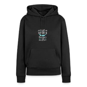 damian - Frauen Premium Bio Hoodie - Schwarz - Vorne - Julia (174cm)