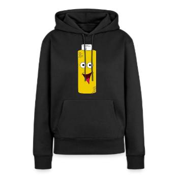 Moutarde jaune moutarde bouteille avec visage - Sweat à capuche Premium bio Femme - noir - Devant - Julia (174cm)