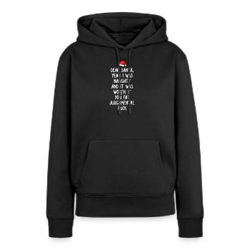 Confession du Père Noël Coquin Tee Noël - Sweat à capuche Premium bio Femme - noir - Devant - Julia (174cm)