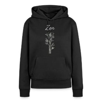 Méditation zen en bambou Pleine conscience - Sweat à capuche Premium bio Femme - noir - Devant - Julia (174cm)