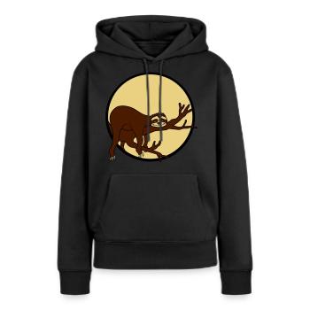 nuit lune soleil soir rond cercle paresseux entspan - Sweat à capuche Premium bio Femme - noir - Devant - Julia (174cm)