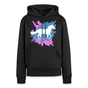 Cheval Équitation Équestre Chevalier - Sweat à capuche Premium bio Femme - noir - Devant - Julia (174cm)