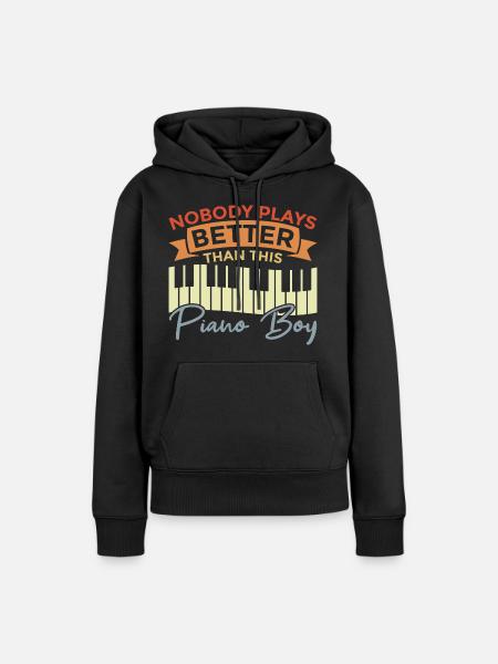 Klavierspieler Junge - Frauen Premium Bio Hoodie - Schwarz