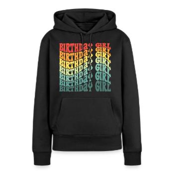 Anniversaire Fille Groovy Rétro Vintage Anniversaire - Sweat à capuche Premium bio Femme - noir - Devant - Julia (174cm)
