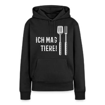 Ich Mag Tiere! (Grillbesteck / White) - Frauen Premium Bio Hoodie - Schwarz - Vorne - Julia (174cm)