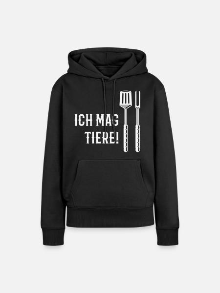 Ich Mag Tiere! (Grillbesteck / White) - Frauen Premium Bio Hoodie - Schwarz