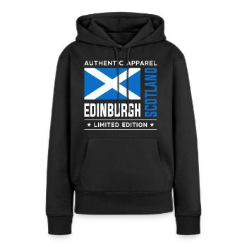 Edinburgh - Frauen Premium Bio Hoodie - Schwarz - Vorne - Julia (174cm)