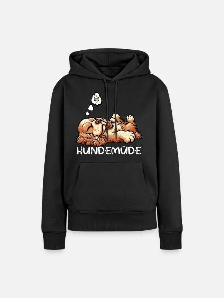 Hundemüde Cocker Spaniel Cockerhund Cockerbesitzer - Frauen Premium Bio Hoodie - Schwarz