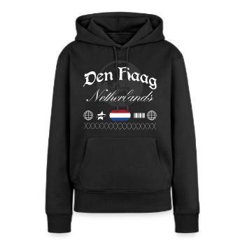 Den Haag Niederlande Streetwear Reise Souvenir - Frauen Premium Bio Hoodie - Schwarz - Vorne - Julia (174cm)