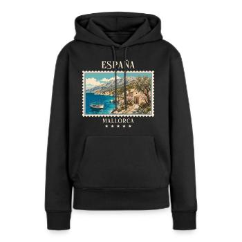 Spanien Mallorca Vintage Reisemarke - Frauen Premium Bio Hoodie - Schwarz - Vorne - Julia (174cm)