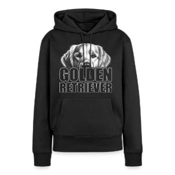 Golden Retriever Porträt mit Schriftzug - Frauen Premium Bio Hoodie - Schwarz - Vorne - Julia (174cm)
