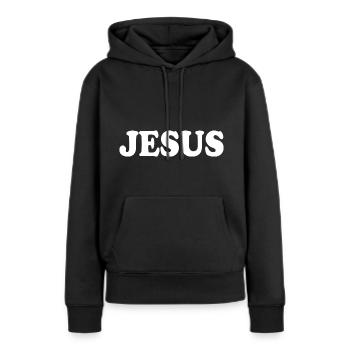 Jesus - Sweat à capuche Premium bio Femme - noir - Devant - Julia (174cm)