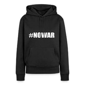 No war - Sweat à capuche Premium bio Femme - noir - Devant - Julia (174cm)