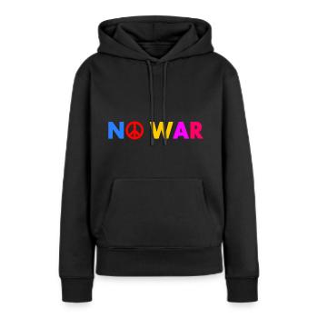 No war - Sweat à capuche Premium bio Femme - noir - Devant - Julia (174cm)