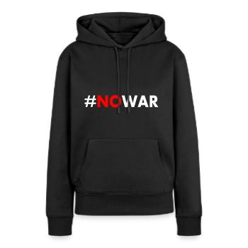 No war - Sweat à capuche Premium bio Femme - noir - Devant - Julia (174cm)