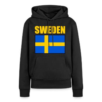 Schweden - Frauen Premium Bio Hoodie - Schwarz - Vorne - Julia (174cm)