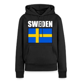 Schweden - Frauen Premium Bio Hoodie - Schwarz - Vorne - Julia (174cm)