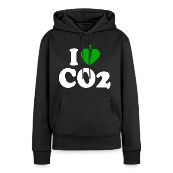 I love co2 - Sweat à capuche Premium bio Femme - noir - Devant - Julia (174cm)