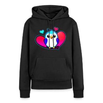 Niedlicher bunter Vogel mit Herzen - Frauen Premium Bio Hoodie - Schwarz - Vorne - Julia (174cm)