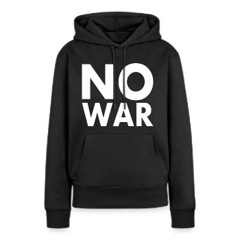 No war - Sweat à capuche Premium bio Femme - noir - Devant - Julia (174cm)