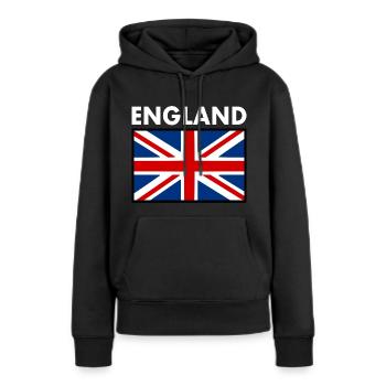 angleterre - Sweat à capuche Premium bio Femme - noir - Devant - Julia (174cm)