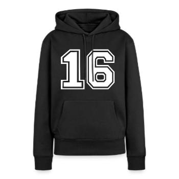 16 - Sweat à capuche Premium bio Femme - noir - Devant - Julia (174cm)