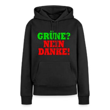 grüne nein danke - Frauen Premium Bio Hoodie - Schwarz - Vorne - Julia (174cm)