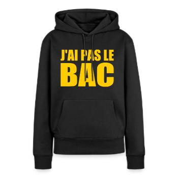 jai pas le bac - Sweat à capuche Premium bio Femme - noir - Devant - Julia (174cm)