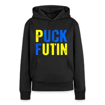 Puck futin - Frauen Premium Bio Hoodie - Schwarz - Vorne - Julia (174cm)