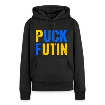 Puck futin - Frauen Premium Bio Hoodie - Schwarz - Vorne - Julia (174cm)