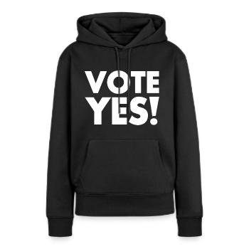 Vote yes - Sweat à capuche Premium bio Femme - noir - Devant - Julia (174cm)