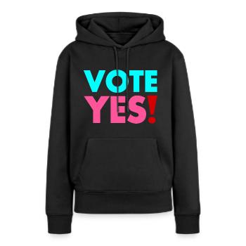 Vote yes - Sweat à capuche Premium bio Femme - noir - Devant - Julia (174cm)